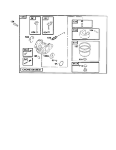Carburetor 2 Diagram and Parts List for 12E800-12E899 0620-0653-0808 Briggs and Stratton Engine